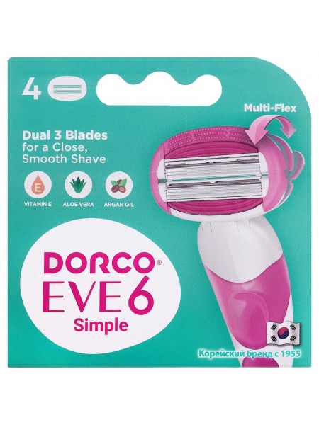 Сменные кассеты Dorco EVE 6 Simple (LSXA 1040) (4шт)