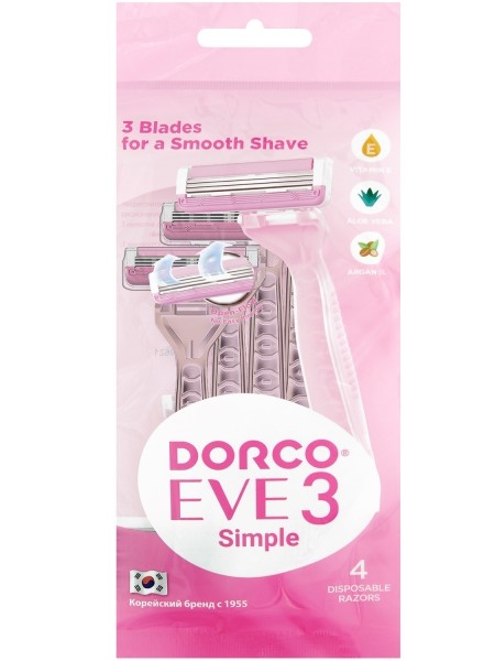 Dorco TRC200PK-4P EVE 3 Жен однор.3лезвия с плав.гол. (пакет 4шт)