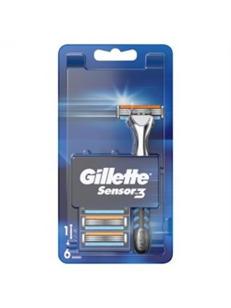 Станок Gillette Sensor 3  (Станок +  6 кассет)